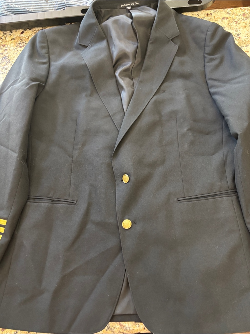 Men's Black  Uniform pilot Blazer Jacket with Gold Buttons -